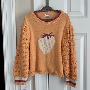 Zara Cropped Strawberry Sweater 9-10